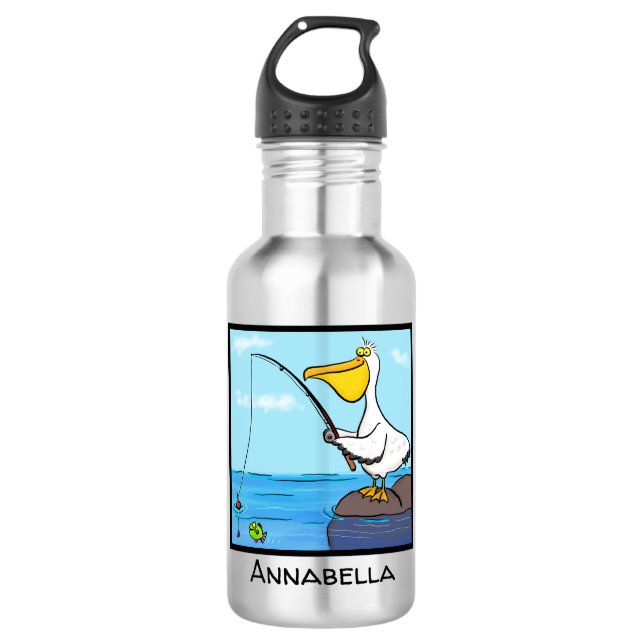 Botella De Agua Personalizado pelícano de pesca divertida (Anverso)