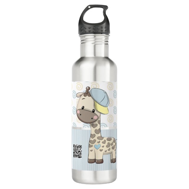 Botella De Agua Personalizado Personalizado Baby Boy Giraffe (Anverso)