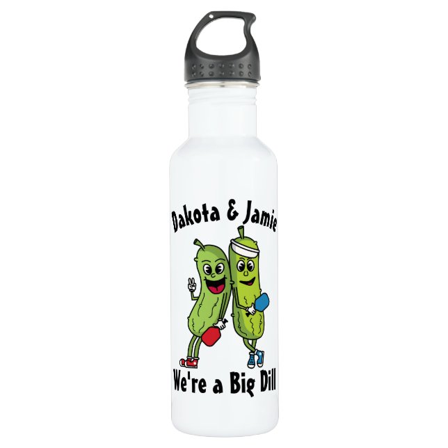 Botella De Agua Personalizado Pickle Pair Pickleball Team Big Dill (Anverso)