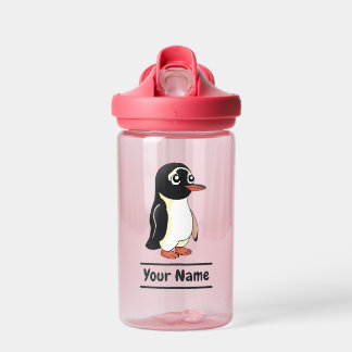 Botella De Agua Personalizado Pingüino Gentoo con texto personaliz