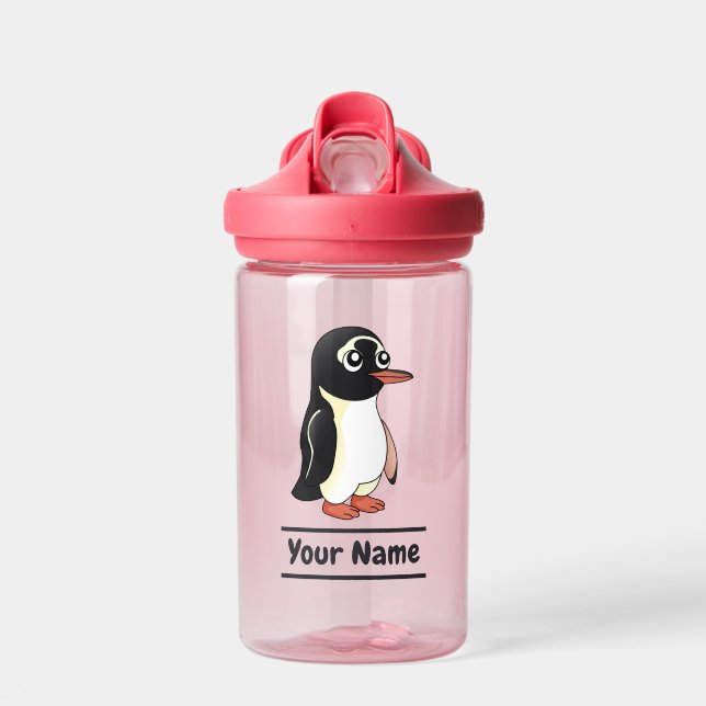 Botella De Agua Personalizado Pingüino Gentoo con texto personaliz (Delante)