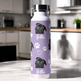 Botella De Agua Personalizado púrpura Paw Papel de amor Imprimir P