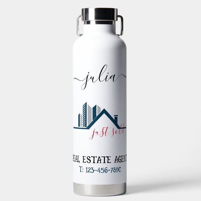 Botella De Agua Personalizado Real Estate Agent Small Business Mar (Delantero)