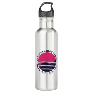 Botella De Agua Personalizado Retro Sunset Mountains de viaje fami
