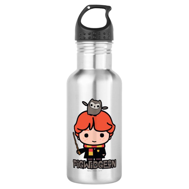 Botella De Agua Personalizado Ron Weasley y Pigwidgeon (Anverso)