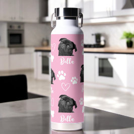 Botella De Agua Personalizado rosado Love Paw Print Dog Lover Masc