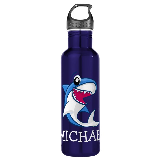 Botella De Agua Personalizado Sea Life Blue Shark Nombre Divertido (Anverso)