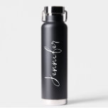 Botella De Agua Personalizado Su Nombre Boda Regalo Negro<br><div class="desc">Añada su nombre a esta botella de agua para un regalo boda personalizado o sólo para uso diario!</div>