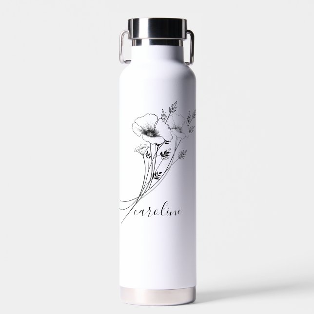 Botella De Agua Personalizado Su Nombre Flores Silvestres (Delantero)