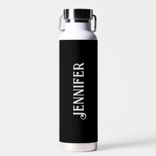 Botella De Agua Personalizado Su nombre Negro Script Boda Agua