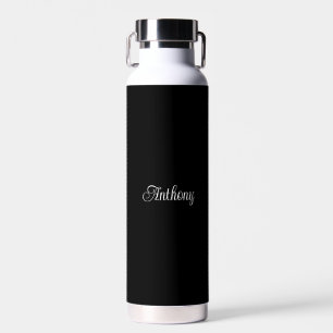 Botella De Agua Personalizado Su nombre Negro Script Boda Agua