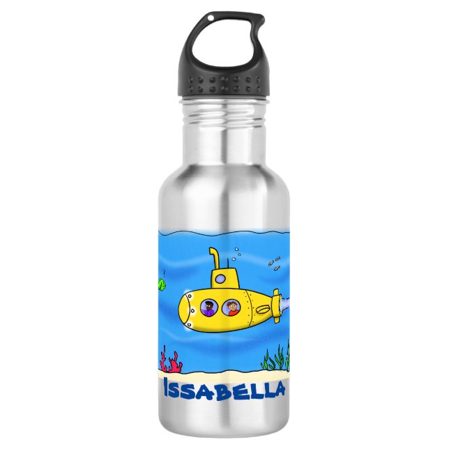 Botella De Agua Personalizado submarino feliz (Anverso)