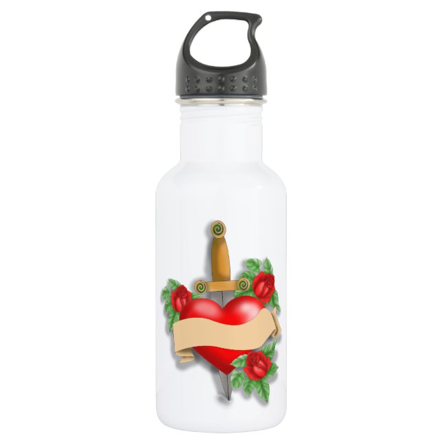 Botella De Agua Personalizado Tattoo Heart (Anverso)