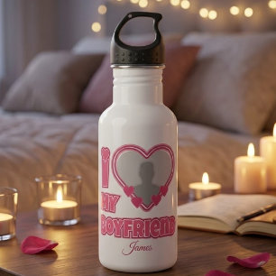 Botella De Agua Personalizado Te Amo Mi Novio – Agregar Foto y Nom