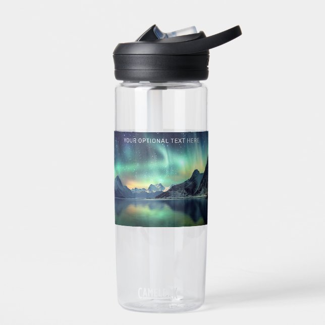 Botella De Agua Personalizado Texto Aurora Borealis (Izquierdo)