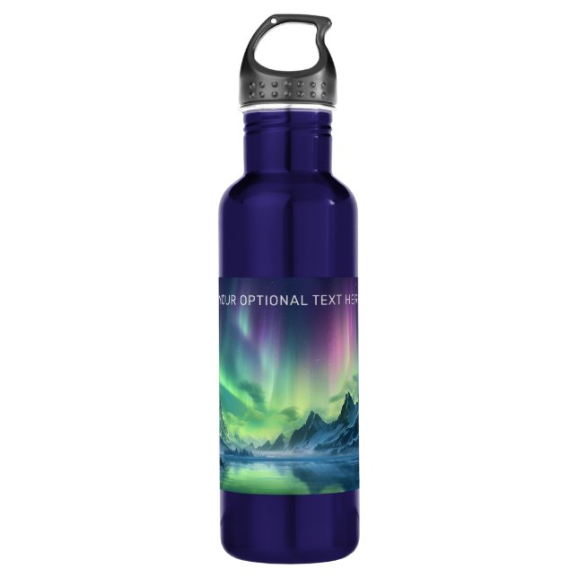 Botella De Agua Personalizado Texto Aurora Borealis (Anverso)