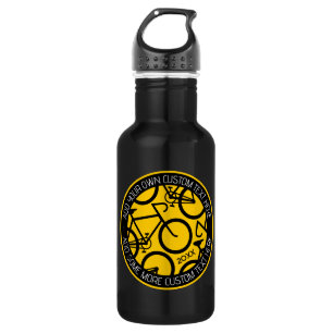 Botella De Agua Personalizado Texto Bicicleta Amarillo y Negro