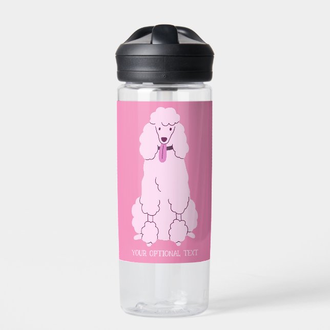 Botella De Agua Personalizado Texto Pink Poodle (Delante)