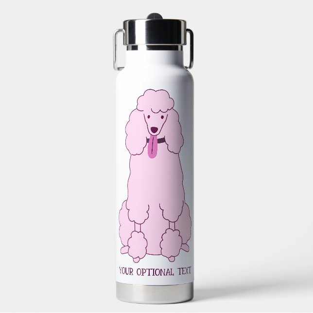 Botella De Agua Personalizado Texto Pink Poodle (Frente)