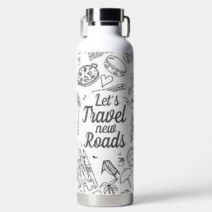 Botella De Agua Personalizado Texto viajemos Icono viajero Blanco