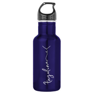 Botella De Agua Personalizado Tu Nombre Bodas Escritura Azul