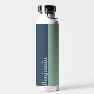 Botella De Agua Personalizado Tu Nombre Moderno Elegante Azul Verd