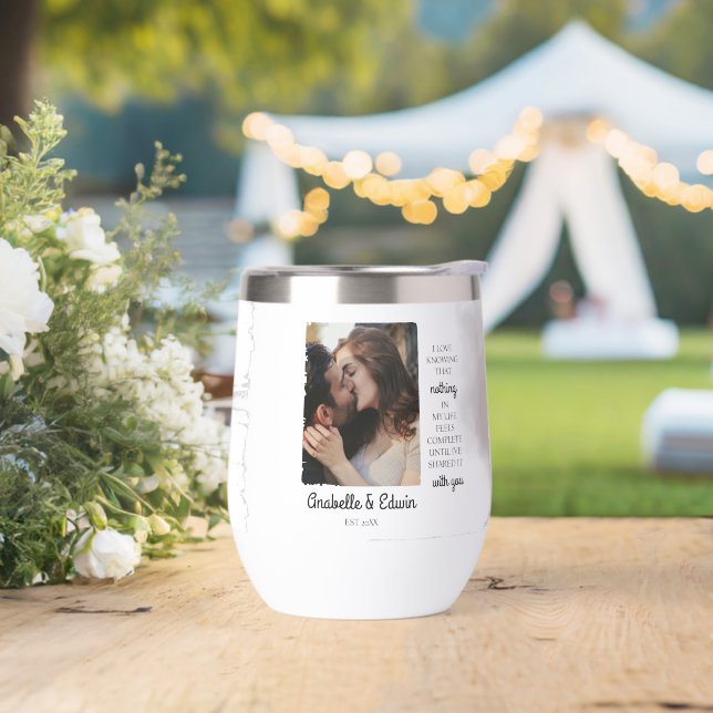 Botella de agua personalizado: Tumbler de vino sin (Boda)