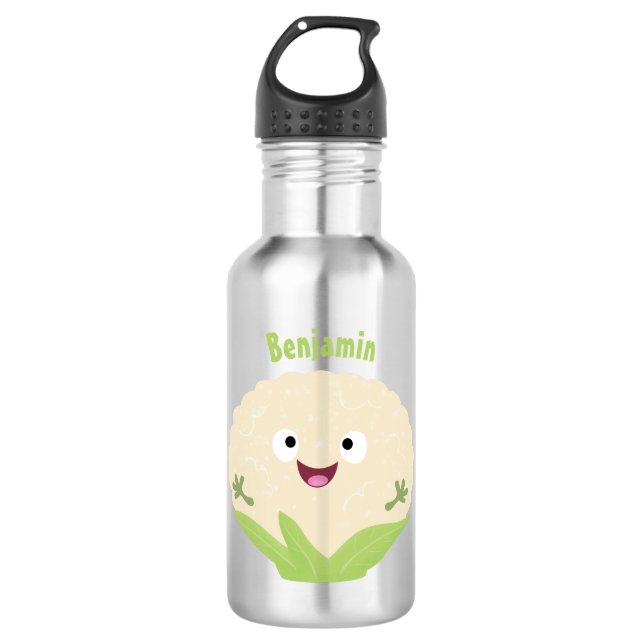 Botella De Agua Personalizado vegetal de coliflor alegre y dulce (Anverso)