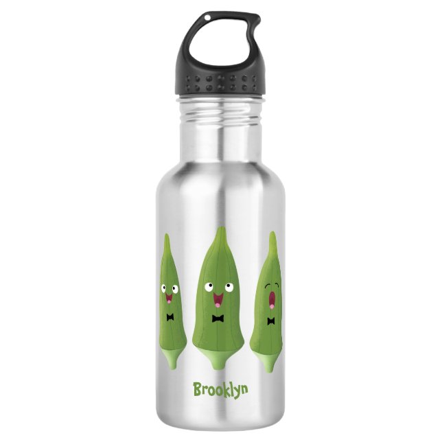 Botella De Agua Personalizado vegetal de okra cantante (Anverso)