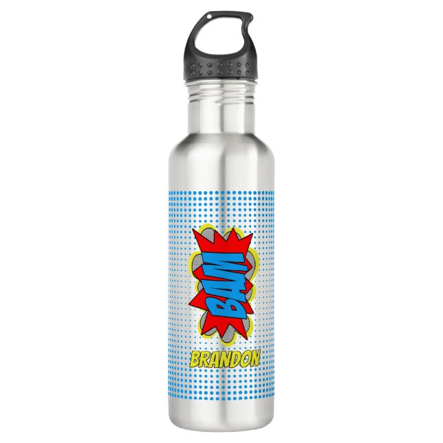 Botella De Agua Personalizado Vintage Comic Book Pop Art Style BAM (Anverso)