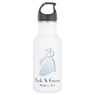 Botella De Agua Personalizar Boda Retro Azul