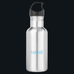 Botella De Agua Personalizar con nombre, texto azul claro minimali<br><div class="desc">Personalizar con nombre,  texto minimalista botella de agua de acero inoxidable azul claro</div>