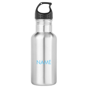 Botella De Agua Personalizar con nombre, texto azul claro minimali