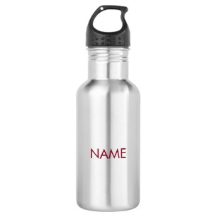Botella De Agua Personalizar con nombre, texto minimalista burgund