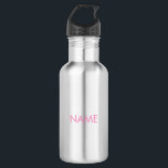 Botella De Agua Personalizar con nombre, texto minimalista rosa<br><div class="desc">Personalizar con nombre,  texto botella de agua de acero inoxidable rosa minimalista</div>