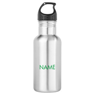 Botella De Agua Personalizar con nombre, texto verde minimalista