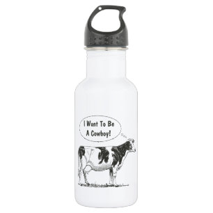 Botella De Agua Personalizar de la vaca del pensamiento de