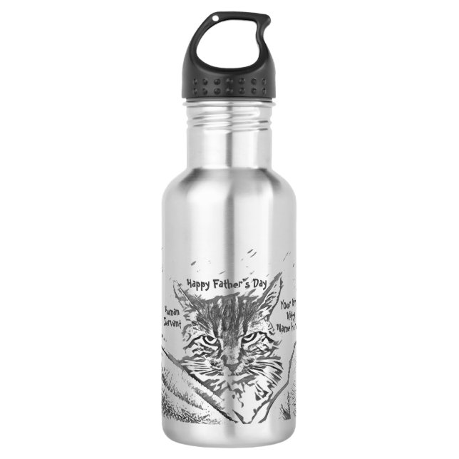 Botella De Agua Personalizar el día del padre del gato (Anverso)
