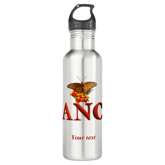 Botella De Agua Personalizar el signo de baile con mariposas (Anverso)