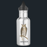 Botella De Agua PERSONALIZAR IT Gran Ave Inteligente De Lechuza Ho<br><div class="desc">Este sabio y grandioso arte de lápiz de color búho bocina adorna todos los lados de la botella de agua,  personalizar con tu nombre o iniciales. Revisa mi tienda para más colores y otros artículos a juego como camisetas,  pegatinas y más!</div>