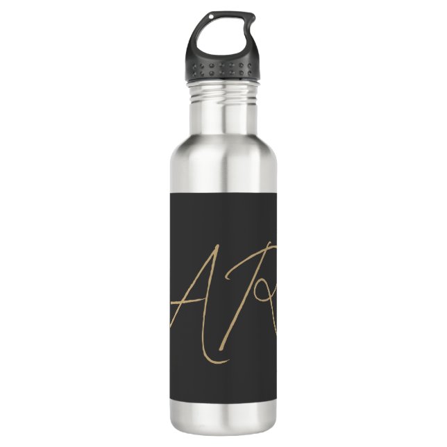 Botella De Agua Personalizar Monograma beige gris claro (Anverso)