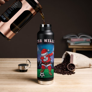 Botella De Agua Personalizar Nombre Santa Navidades Fútbol