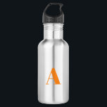 Botella De Agua Personalizar, personalizar letra inicial de alfabe<br><div class="desc">Personalizar,  personalizar alfabeto letra inicial botella de agua de acero inoxidable naranja carta</div>