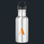 Botella De Agua Personalizar, personalizar letra inicial de alfabe<br><div class="desc">Personalizar,  personalizar alfabeto letra inicial botella de agua de acero inoxidable naranja carta</div>