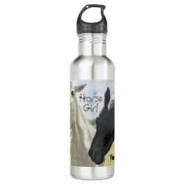 Botella De Agua Personalize - Chica de caballos - Caballo gracioso