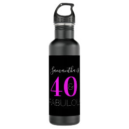 Botella De Agua Personalized 40th Birthday 40 Fabulous Neon Pink