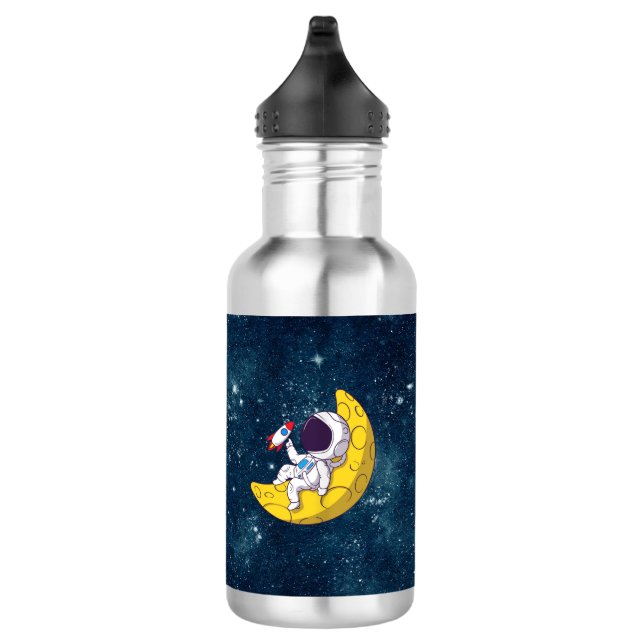 Botella De Agua Personalized Astronaut on Moon with Rocket (Derecha)