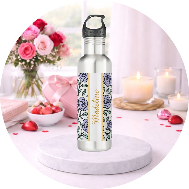 Botella De Agua Personalized Beauty Beast Garden Rose Purple (Subido por el creador)