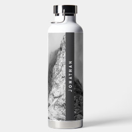 Botella De Agua Personalized black and white Mountain adventure