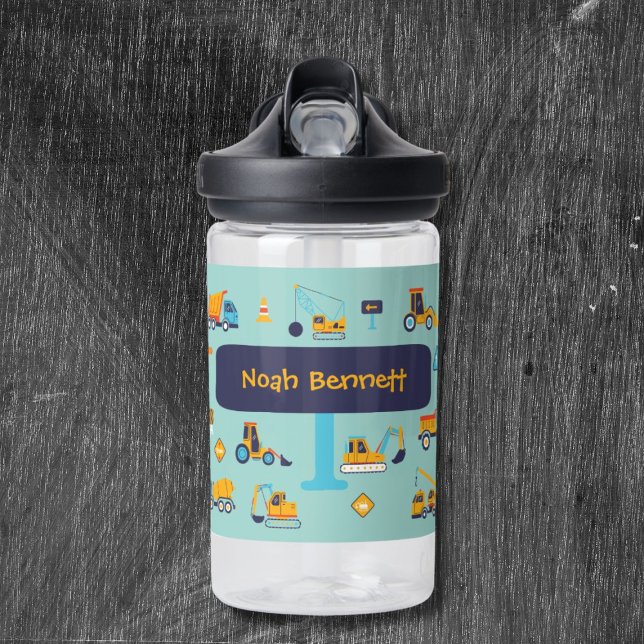 Botella De Agua Personalized Construction Truck Bottle for Boys (Excavator Name Mug for Toddler Boys
)